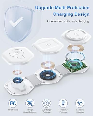 3 in 1 Wireless Charging Station for Apple Multiple Devices, Foldable Magnetic Fast Travel Charger, Compatible with MagSafe iPhone 16 15 14 13 12 Apple Watch & AirPod, Gift for Women - Image 8