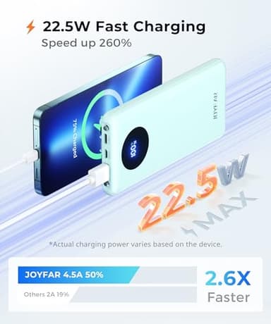 JOYFAR Portable-Charger-Power-Bank Travel Essentials Battery Pack USB C 10000mAh Built in Cable 22.5W Phone Fast Charging Powerbank Compatible with iPhone 16 15 14 13 12 11 iPad Samsung Google (Green) - Image 3