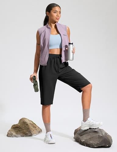 G Gradual Women's 13" Long Hiking Shorts with Zipper Pocket Lightweight Quick Dry Knee Length Bermuda Shorts for Women(Black,XL) - Image 7