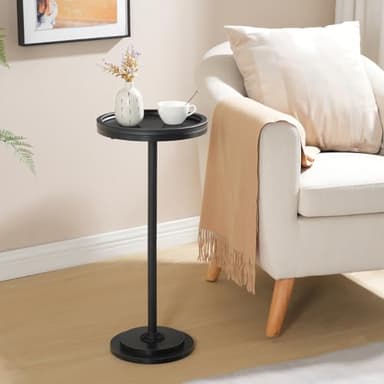 HOOBRO Small Round Side Table, Drink Table, Coffee Martini Table with Pedestal for Small Spaces in Living Room, Bedroom, Sofa Couch, Black BB168BZ01 - Image 8
