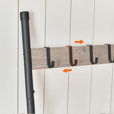 HOOBRO Blanket Ladder, 6-Tier Towel Rack with Hooks, Wall-Leaning Blanket Rack, Decorative Display Ladder Shelf, Scarves, Industrial, Living Room, Bedroom, Black and Greige BG66CJ01 - Image 9