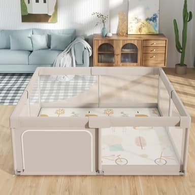 Mloong Baby Playpen with Mat, 59x59 Inches Extra Large Playpen for Babies and Toddlers, Indoor & Outdoor Activity Center, Safety Baby Fence - Image 5