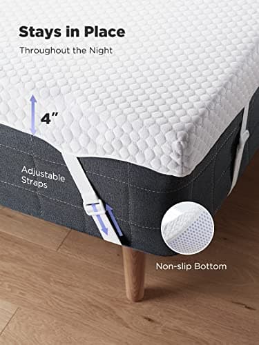 PERLECARE 4 Inch Gel Memory Foam Mattress Topper, Premium Soft Mattress Topper for Cooling, Non-Slip Design with Removable & Washable Cover, CertiPUR-US Certified - Full - Image 5