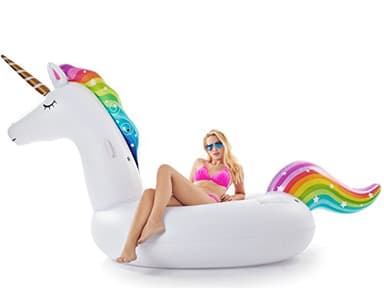 Jasonwell Giant Inflatable Unicorn Pool Float Floatie Ride On with Fast Valves Large Rideable Blow Up Summer Beach Swimming Pool Party Lounge Raft Decorations Toys for Kids Adults - Image 5