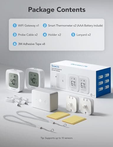 GoveeLife WiFi Refrigerator Thermometer with Alarm, Wireless Digital Freezer Temperature Gauge with App Control, LCD Display, 2 Years Free Data Export, for Home Kitchen Fridge Hot Tub 2 Pack - Image 9