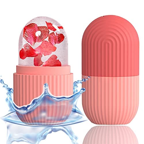 XHJRI Ice Cube Roller Massager for Face, Eyes and Neck Naturally Conditioning and Skin Care,De-Puff Eye Bags,Reduce Migraine Pain,Reusable Massage Silicone Ice Mold (Pink) - Image 1