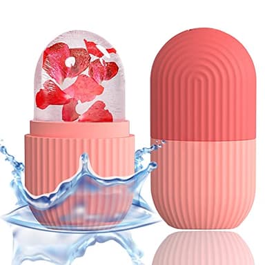 XHJRI Ice Cube Roller Massager for Face, Eyes and Neck Naturally Conditioning and Skin Care,De-Puff Eye Bags,Reduce Migraine Pain,Reusable Massage Silicone Ice Mold (Pink) - Image 1