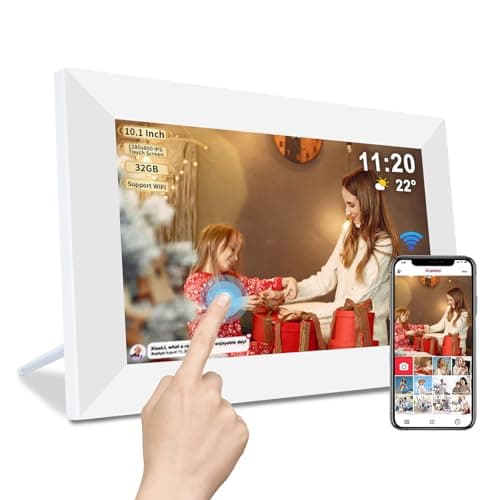 Frameo 10.1 Inch Smart WiFi Digital Photo Frame,Digital Picture Frame Wi-Fi with 32GB Storage & SD Slot, Electronic Picture Frame IPS Touch Screen with Auto-Rotate, Frameo Digital Frame WiFi -White - Image 1