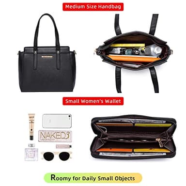 Montana West 3PCS Purses for Women Tote Bag and Wallet Set Shoulder Satchel Crossbody Bags Leather Handbag for Gift Travel Casual Work MWC3-C032WBK - Image 5