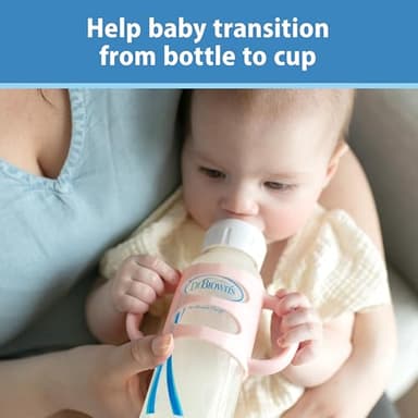 Dr. Brown's Narrow Baby Bottle Handles, 100% Silicone, Easy Grip Removable Handles for Bottle to Sippy Cup Transition, Black/Ecru/Pink, 3-Pack, 4m+ - Image 2
