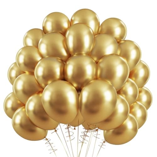 RUBFAC 120pcs Gold Balloons 12 Inches Chrome Metallic Balloons, Metallic Gold Balloons for Graduation Anniversary Wedding Party Supplies Garland Arch Decoration - Image 1