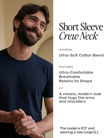 True Classic Mens T-Shirts – Short Sleeve Crew Neck T Shirts for Man, Cotton Blend Plain Novelty Men's T-Shirts, Pack of 6, Variety, M - Image 8