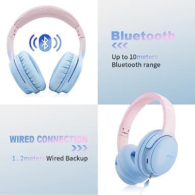 Sungive Bluetooth Headphones Over Ear, Foldable Lightweight Wireless Headsets, HiFi Stereo, HD Microphone, 30H Playtime, Suitable for Mobile Phones, Computers, TVs, Games, Outdoors, Offices (Blue) - Image 2