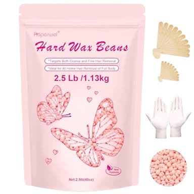 Wax Beads for Hair Removal, Auperwel 2.5lb Hard Wax Beads for Sensitive Skin with 20 Sticks, Waxing Beans for Brazilian, Bikini, Eyebrow Waxing, Painless Refill Pearl Beads for Wax Warmers Kit (Rose) - Image 1