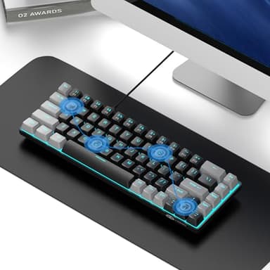 MageGee Portable 60% Mechanical Gaming Keyboard, MK-Box LED Backlit Compact 68 Keys Mini Wired Office Keyboard with Red Switch for Windows Laptop PC Mac - Black/Grey - Image 6