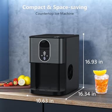 Portable Nugget Ice Maker Countertop, Self-Dispensing Pebble Ice Maker, 44 lbs/Day Soft Chewable Pellet Ice Machine for Home, Kitchen, Bar, Single Button Operation, Compact Design Ice Making Machine - Image 7