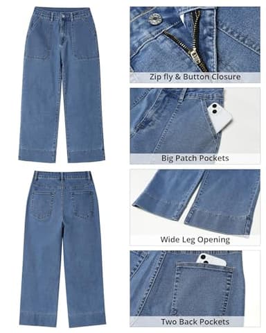 GRAPENT Womens Stretchy Western Jeans with Pockets - High Waisted Capri Pants in Reef Blue, Size 8 to 10 - Image 6