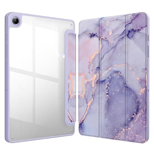 Fintie Hybrid Slim Case for Samsung Galaxy Tab A9 Plus/A9+ 5G 11 Inch 2023 Model (SM-X210/X216/X218), Shockproof Cover with Clear Transparent Back Shell, Auto Wake/Sleep, Lilac Marble - Image 1