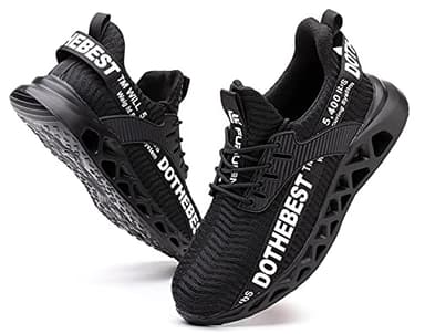 Furuian Steel Toe Shoes for Men & Women Wide Steel Toe Sneakers Lightweight Comfortable Safety Work Shoes Wide Black - Image 1