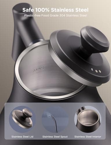 Govee Smart Electric Kettle, WiFi Variable Temperature Gooseneck Pour Over Kettle and Tea Kettle, Alexa Control, 1200W Quick Heating, 100% Stainless Steel, 0.8L, Matte Black - Image 6