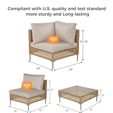 Grand patio 9-Piece Patio Furniture Set with 47" Fire Pit Table, Outdoor Conversation Set & 50,000 BTU 47 Inch Rectangle Propane Fire Pit & Storage Box with Water Resistant Thick Cushions, Cream - Image 9