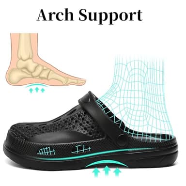 SOSOWHLTE Womens Mens Garden Clogs Shoes with Arch Support Unisex Comfort Slip-on Slippers Sandals Black Size 12-12.5 Female,11-11.5 Male - Image 4