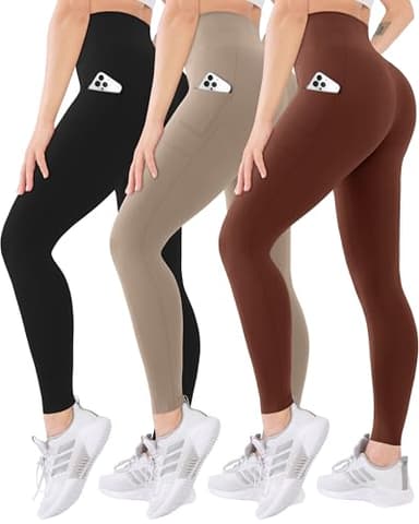 Blisset 3 Pack High Waisted Leggings for Women-Soft Athletic Tummy Control Pants for Running Yoga Workout Reg & Plus Size - Image 1