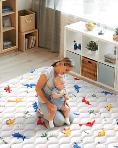 Odorless Premium Foam Baby Play Mat 50" x 50", Soft Microfiber Fabric Crawling Mat for Floor- Comfortable and Hypoallergenic, Non-Slip Cushioned Floor Playpen mat for Infants,Babies,Toddlers - Image 7