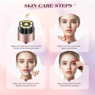 INTEO Microcurrent Facial Device, 3 Modes Red Light Therapy for Face and Neck, Skin Care Facial Massager Perfect Gifts for Women Men(Gold) - Image 6