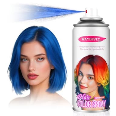 Temporary Hair Color Spray For Kids Women Men, Temporary Hair Dye Washable Hair Color Wax Non-Sticky For Cosplay Party DIY, Christmas Party, Halloween Crazy Hair Day(Blue, 4.06 oz) - Image 1