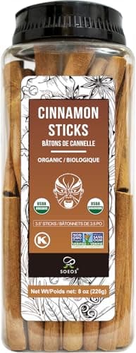 Soeos Organic Cinnamon Sticks, 8 oz (226g), 3.5" Length, 100% Raw, Non-GMO, Kosher Certified, Whole Cinnamon Sticks Seasoning Spice for Coffee, Baking, Cooking and Beverages - Image 1