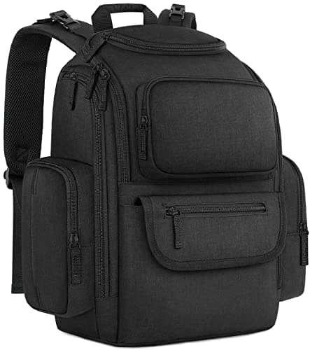 Mancro Diaper Bag Backpack, Multifunctional Dad Diaper Bag with 2 Side Insulated Pockets, Travel Water Resistant Baby Diaper Backpack for Men Women with Stroller Straps, Black - Image 1