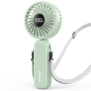 AMACOOL Handheld Fan Foldable, 5000mAh Rechargeable Hand Fans with Powerful Cooling, 4 Speeds, LED Display, Portable Fan for Travel,Concerts,Makeup,Lash,Outdoor Events,Gifts Women - Image 1