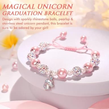 Trabuono 2025 Kindergarten Graduation Gifts for Girls, Preschool Graduation Gifts for Her Daughter Granddaughter Niece Big Sister Pink Unicorn Charm Bracelet for Girls with Grad Card Present Boxed - Image 6