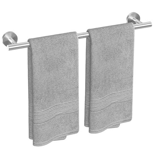 USHOWER Brushed Nickel Towel Bar, 24-Inch Towel Rack for Bathroom Wall Mounted, Thicken SUS304 Stainless Steel Towel Rod Modern Home Decor (Total Length 26-Inch) - Image 1