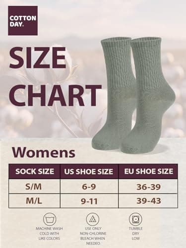 COTTON DAY Womens Soft Combed Cotton Crew Socks Beige Gray Olive BGO Shoe Size 6-9 - Image 6