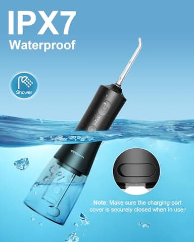 Operan Water Flosser for Teeth Cleaning Upgraded 300ml Cordless Water Dental Flossers Rechargeable Oral Irrigator with 4 Modes 4 Jet Tips IPX7 Waterproof Water Floss for Home Travel (Black)+1Pack - Image 7
