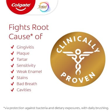 Colgate Total Clean Mint Toothpaste, 10 Benefits, No Trade-Offs, Freshens Breath, Whitens Teeth and Provides Sensitivity Relief, Clean Mint Flavor, 4 Pack, 5.1 Oz Tubes - Image 2