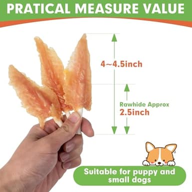 MON2SUN Dog Rawhide Twist 4-4.5 Inch Chicken Wrapped Rawhide Sticks for Puppy and Small Dogs, Promotes Dental Health Treats (18.34 Ounce -Pack of 1) - Image 4