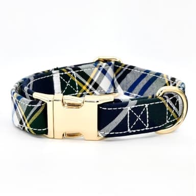 Kamercy Dog Collar with Bow Tie Set, Green, White and Yellow Color Weave Plaid - Image 4