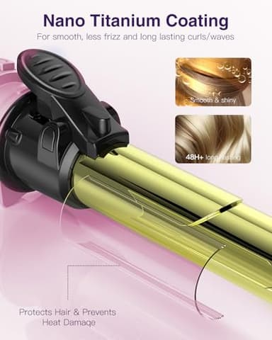 Easy to Use Rotating Curling Wand, Self Rotating Automatic Curling Iron, Dual Voltage Long Barrel for Hair Curls and Waves, 5 Heat Settings Waver Hair Tool - Image 8
