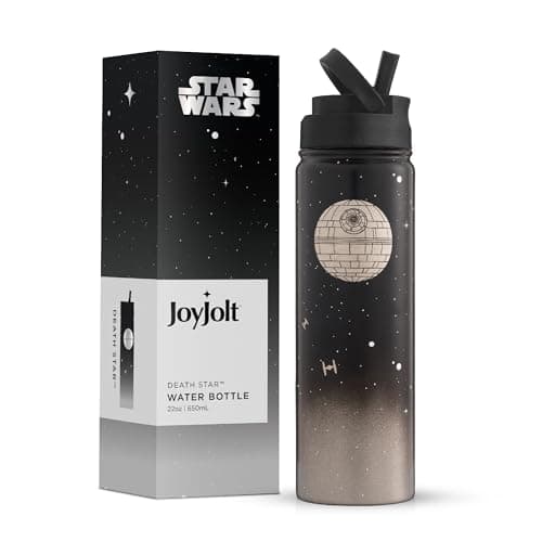 JoyJolt Stainless Steel 22 oz Star Wars Water Bottle with Straw Lid, BPA-Free Sports and Travel Vacuum Insulated Water Bottle, Destination Collection Death Star Bottle, Star Wars Gifts - Image 1
