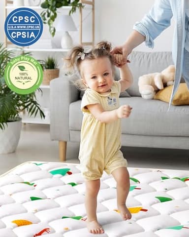 Odorless Premium Foam Baby Play Mat 50" x 50", Soft Microfiber Fabric Crawling Mat for Floor- Comfortable and Hypoallergenic, Non-Slip Cushioned Floor Playpen mat for Infants,Babies,Toddlers - Image 2