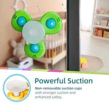 LiKee Strong Suction Cup Fidget Rotating Sensory Bath Toys for Baby, Airplane Car Travel Table & Window Toys for Toddler Boys and Girls, 12+ Months - Image 3