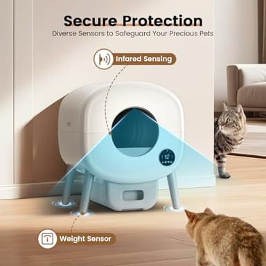 TAYACICY Self Cleaning Litter Box,Large Capacity Automatic Cat Litter Box Self Cleaning for Multiple Cats with App Control and Safety Protection,2 Roll Litter Bags,White - Image 2
