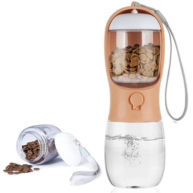 AVELORA Dog Water Bottle,Portable pet Water Bottle with Food Container,Outdoor Portable Water Dispenser for Cat,Rabbit,Puppy and Other Pets for Walking,Hiking,Travel(10oz) - Image 1