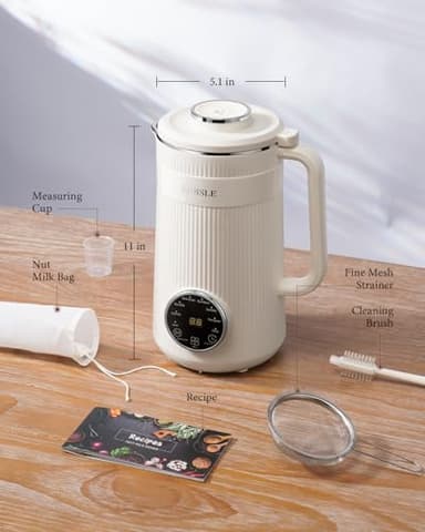 KIDISLE 8 in 1 Nut Milk Maker Blender, 32oz Homemade Soy, Almond, Oat, Coconut, Plant Based and Non Dairy Beverages, Automatic Soybean Machine With Delay Start/Keep Warm/Boil Water, Cream - Image 7