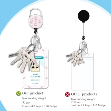 Hancynir Lanyards for Id Badges, Bows Cherry Cute Badge Holder with Retractable Reel Clip, Work Name Tags Keychain Lanyard with ID Holder, Card Protector for Women Teacher Nurse Doctor Office Gifts - Image 6