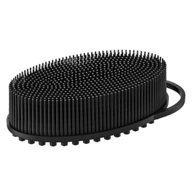 Metene Silicone Exfoliating Body Scrubber with Loop, Body Scrubber for Men and Women, Silicone Loofah for Shower, Soft Silicone for Shower and Bath Skincare Routine (Black) - Image 1