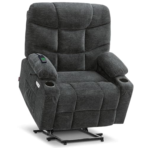 MCombo Oversized Power Lift Recliner Chair with Extended Footrest for Elderly People, Fabric R7289 (Dark Gray, Medium-Oversize) - Image 1